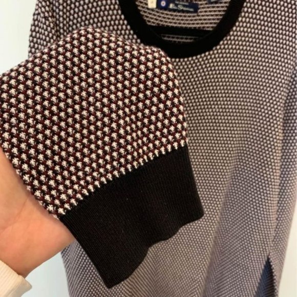 ben SHERMAN mens crew neck sweater. Size Large. NWOT. Black/white/burgun… - Picture 3 of 8